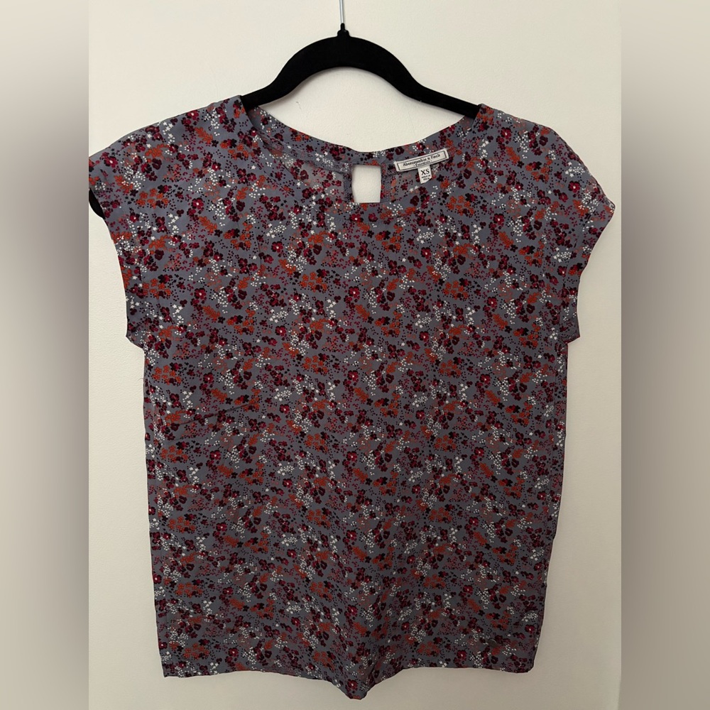 Abercrombie & Fitch Floral Print Blouse - Red and Black